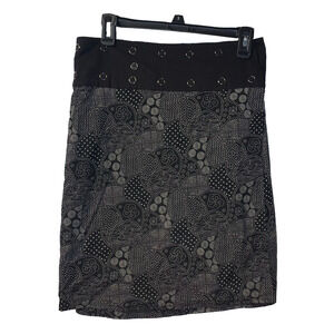 Ananda Clothing Women's Wrap Skirt Free Size Fits Most Black Boho Print Beach